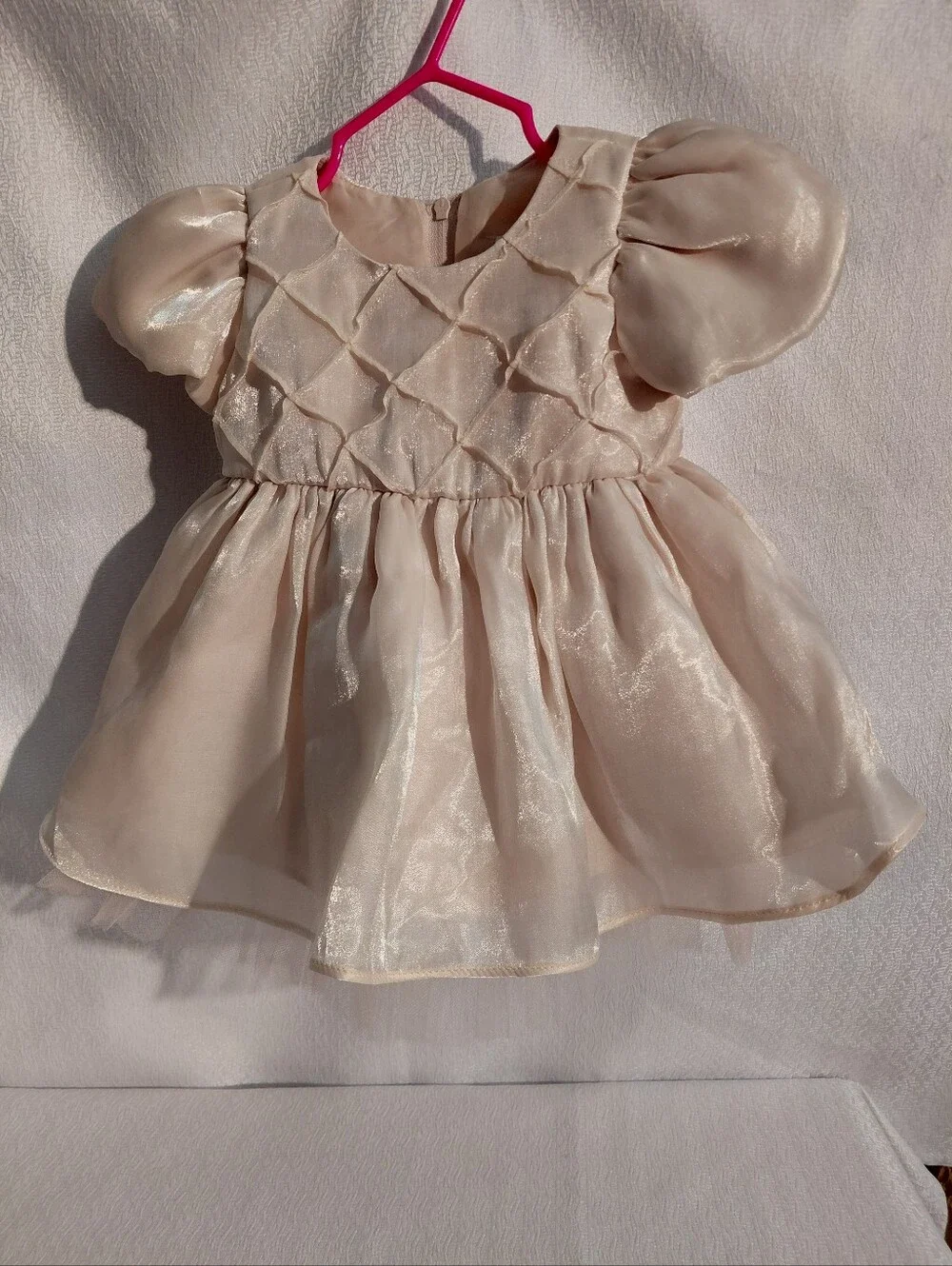 Rare Editions Shimmery Cream Puff Sleeve 3-6 Months Infant Dress NWT